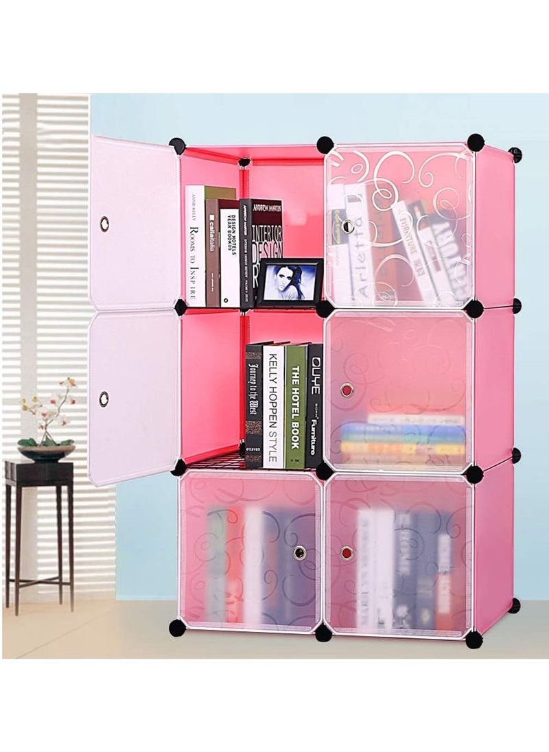 DubaiGallery - 6 -Cube Plastic Shoe Storage Organizer Units, Stackable Shoe Organizing Rack, Closed Shoe Organizer Boxes Bins with Doors, Space Saving Shoe Storage Cabinet for Heels, Boots, Slippers - Image 1