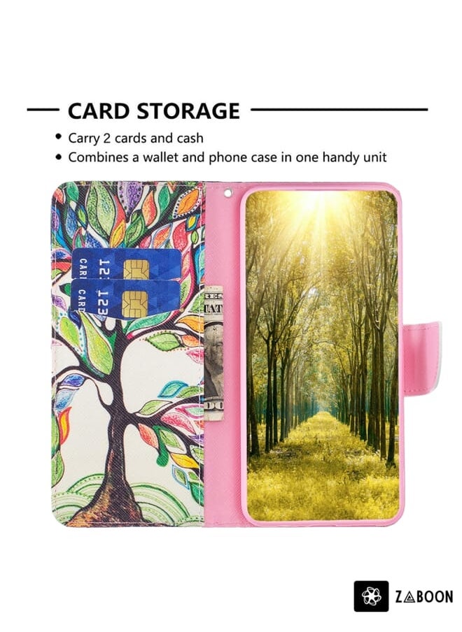 Green Tiger - For Motorola Moto G72 Drawing Pattern Leather Phone Case(Tree Life) - Image 1