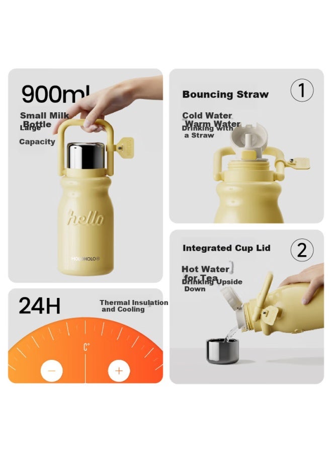 Holoholo 316 Stainless Steel Insulated Large Capacity Cup Men And Women High-value Straw Cup Coffee Cup Tea Water Separation - Image 3