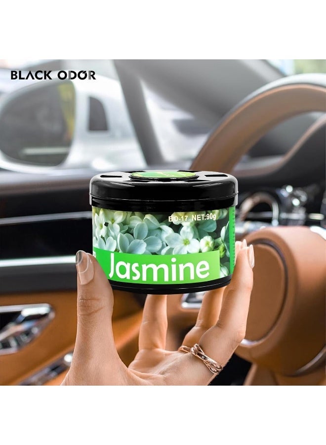 BLACK ODOR Car Air Freshener 90g – Natural Essential Oil Gel Based Car Deodorizer, Long Lasting Solid Fragrance Can, Spill Proof Interior Freshener for Car Dashboard, Cup Holder, Home, Office(Jasmine) - Image 5