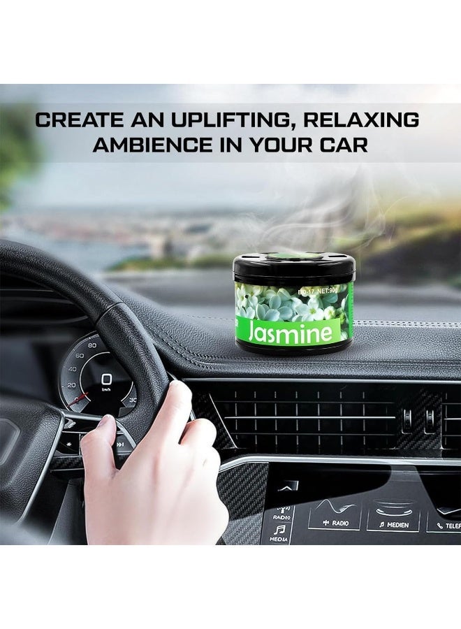 BLACK ODOR Car Air Freshener 90g – Natural Essential Oil Gel Based Car Deodorizer, Long Lasting Solid Fragrance Can, Spill Proof Interior Freshener for Car Dashboard, Cup Holder, Home, Office(Jasmine) - Image 4