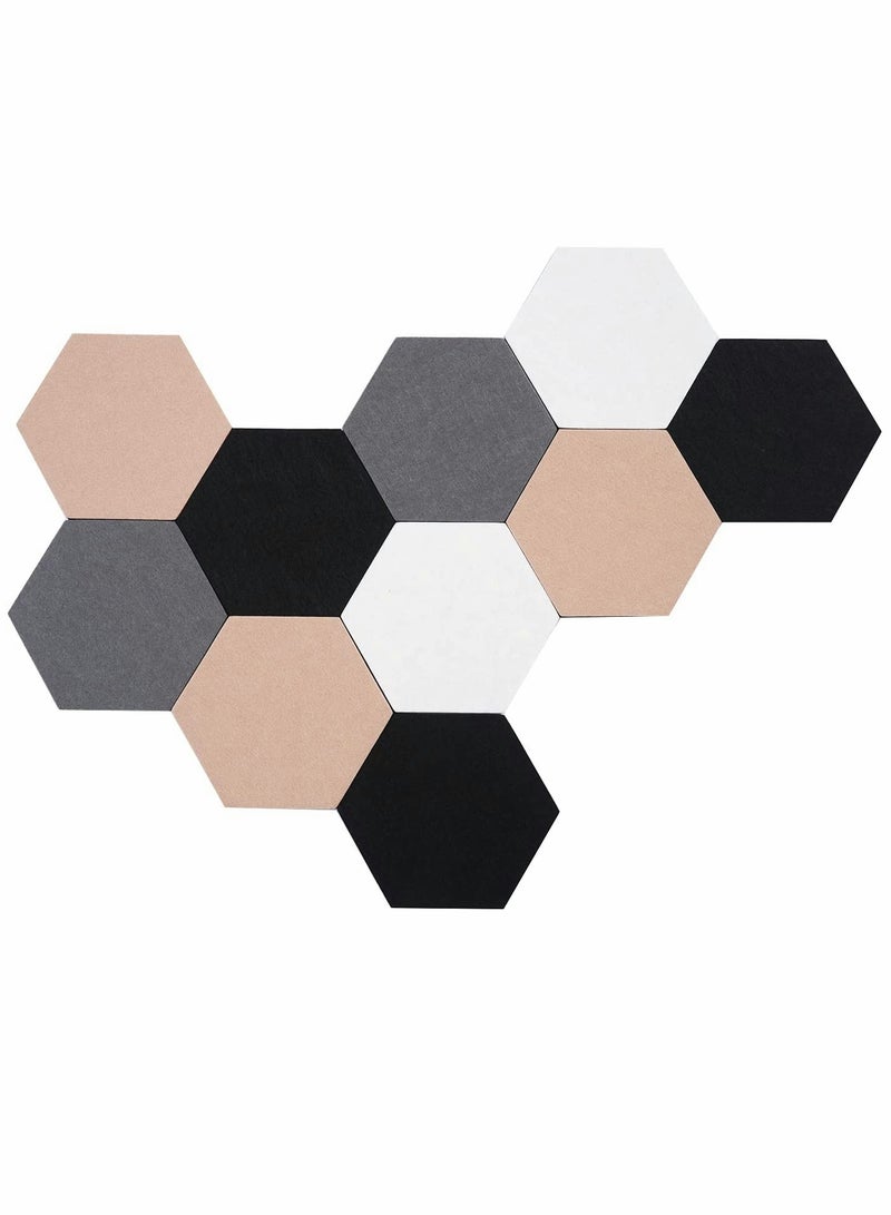 Self Adhesive Bulletin Boards 10Pcs 15cm Hexagon Self Adhesive Felt Board Tiles with Push Pins Hexagon Bulletin Board for Walls Felt Cork Pin Board for Pictures Photos Memos - Image 1