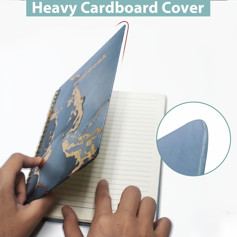 دفتر ملاحظات بتصميم رخامي مقاس A5 مع شريط مطاطي مذهب وصفحات مسطرة للاستخدام في المدرسة والمكتب SD32 2201 03 - Image 4
