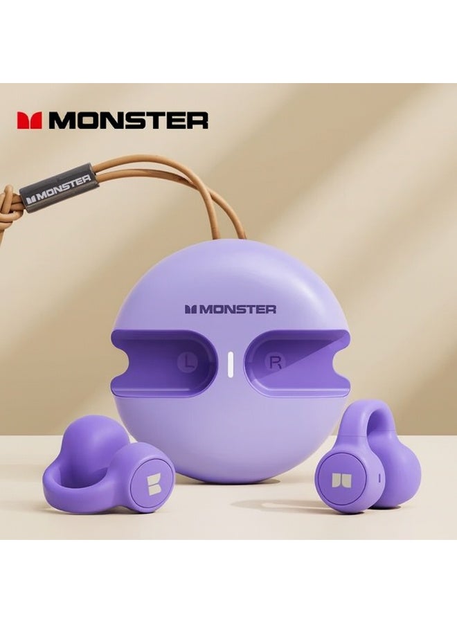 Monster Ear Clip Bluetooth Headset – Bluetooth 5.3, Seamless Connectivity, Hifi Sound Wireless Earbuds, & 22+hr Battery Life, Purple - Image 1