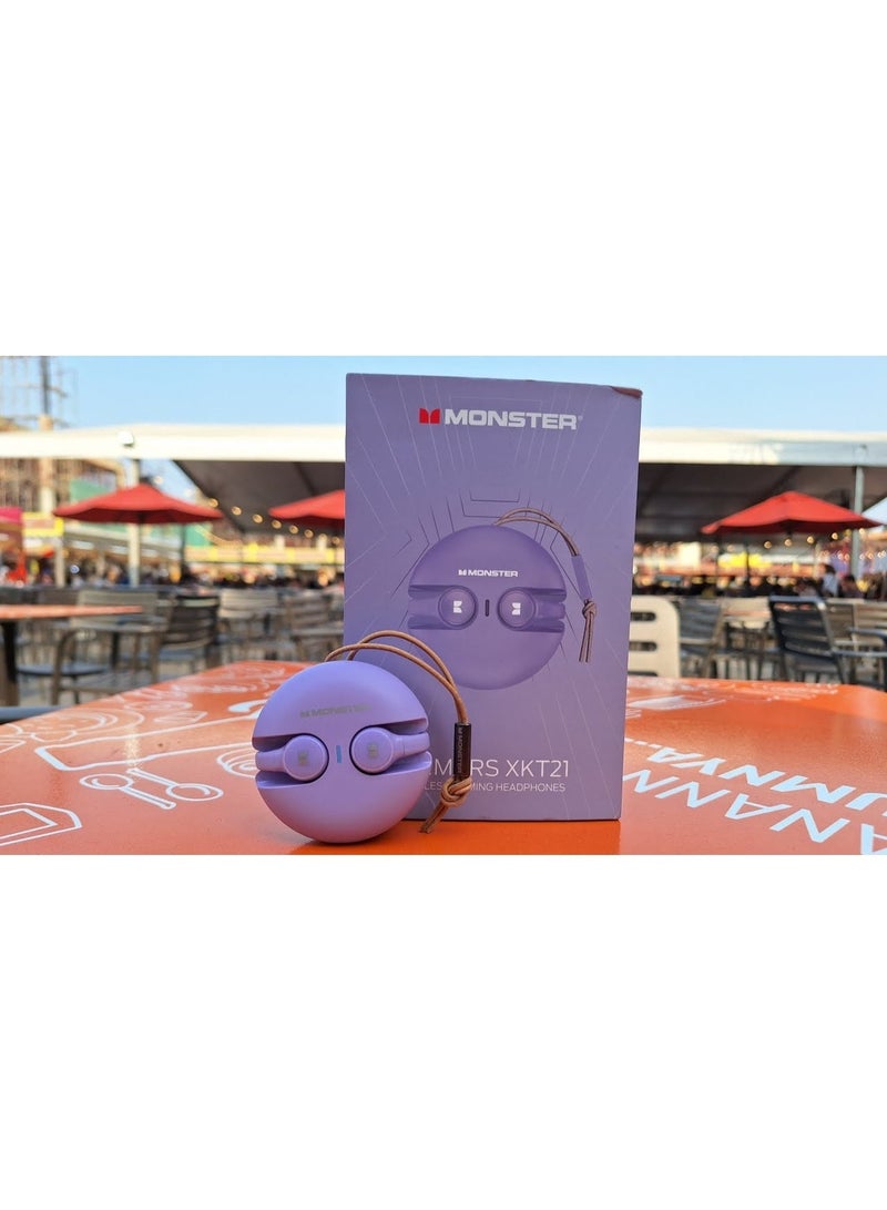 Monster Ear Clip Bluetooth Headset – Bluetooth 5.3, Seamless Connectivity, Hifi Sound Wireless Earbuds, & 22+hr Battery Life, Purple - Image 4