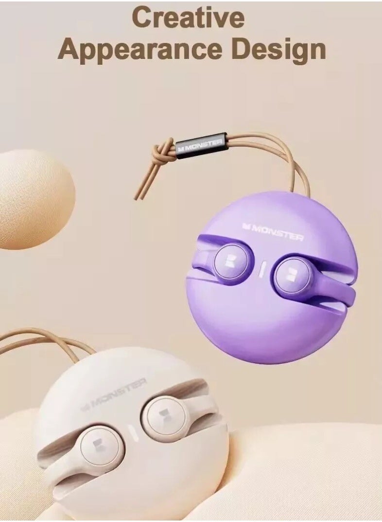 Monster Ear Clip Bluetooth Headset – Bluetooth 5.3, Seamless Connectivity, Hifi Sound Wireless Earbuds, & 22+hr Battery Life, Purple - Image 3