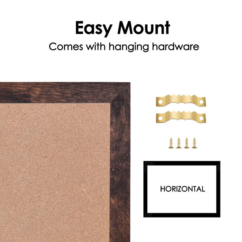 TORASO تقويم لوح الطباشير المغناطيسي من TORASO، لوح إعلانات صغير مدمج، 13" × 17"، إطار بني جوزي، لوح تقويم مدمج من الفلين (ZHHB-BN-3343) - Image 3