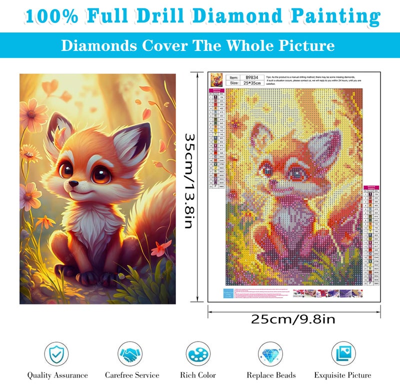 Meothan Diamond Art Kits for Adults - 4 Pack Animals Diamond Painting Kits for Adults, 5D Round Full Drill Gem Art Paint by Diamonds Pictures DIY Crafts Kits 9.8 x 13.8 inch (Cat Fox Deer and Tiger) - Image 3