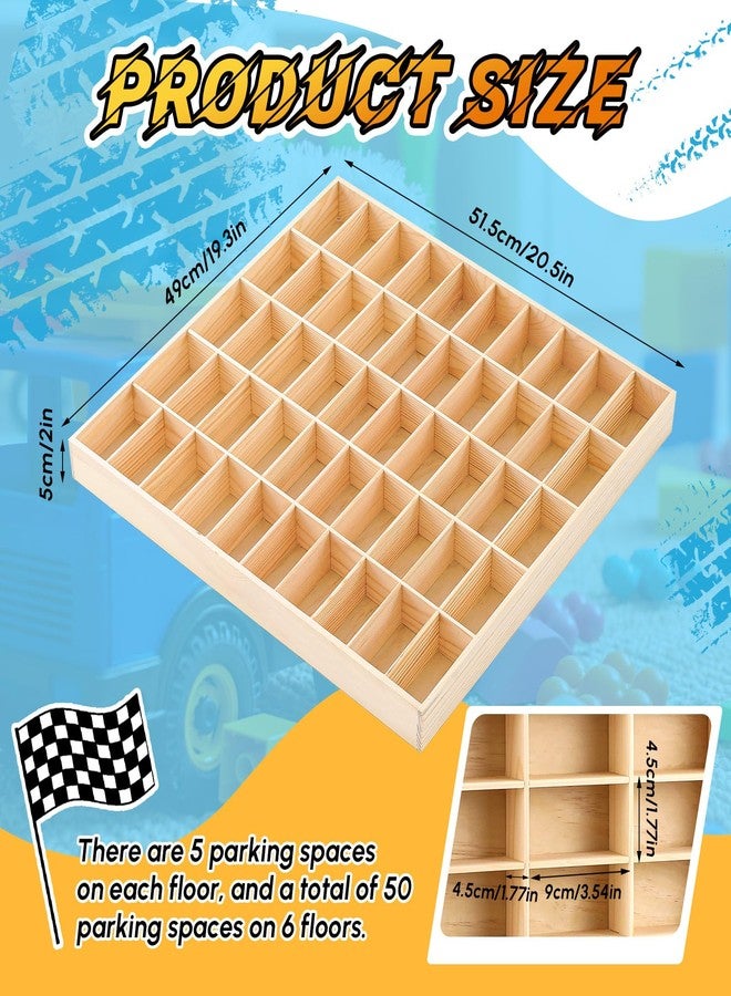 Seenelling علبة عرض سيارات نموذجية مصبوبة من المعدن من سينيلينج، 50 مساحة، بمقياس 1/64، مصنوعة من الخشب، تُثبت على الحائط، لتنظيم وتخزين ألعاب السيارات والعجلات والمقتنيات. - Image 2