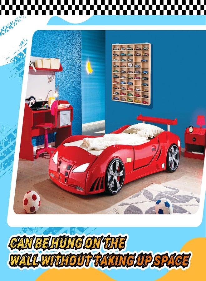 Seenelling علبة عرض سيارات نموذجية مصبوبة من المعدن من سينيلينج، 50 مساحة، بمقياس 1/64، مصنوعة من الخشب، تُثبت على الحائط، لتنظيم وتخزين ألعاب السيارات والعجلات والمقتنيات. - Image 4