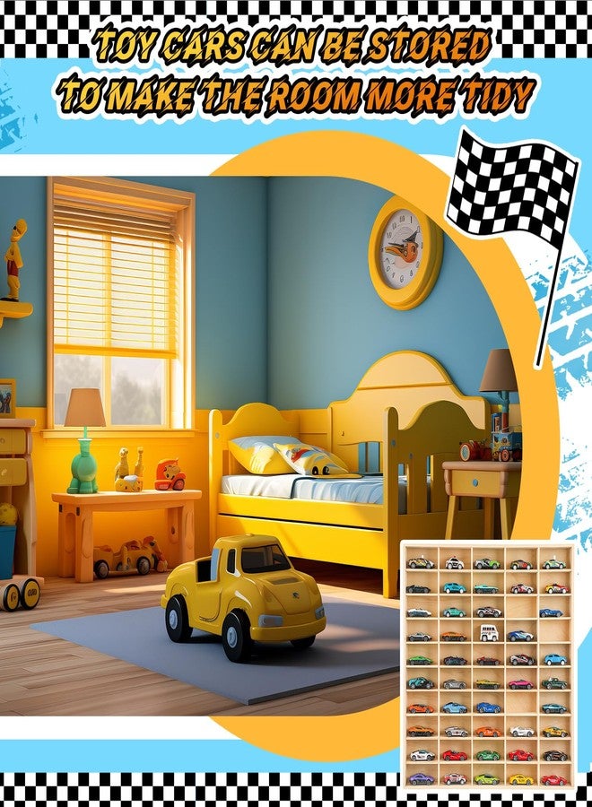 Seenelling علبة عرض سيارات نموذجية مصبوبة من المعدن من سينيلينج، 50 مساحة، بمقياس 1/64، مصنوعة من الخشب، تُثبت على الحائط، لتنظيم وتخزين ألعاب السيارات والعجلات والمقتنيات. - Image 5