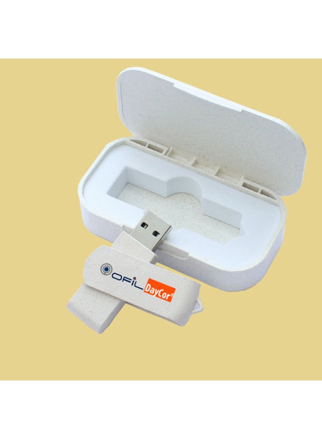 Environmentally Friendly Paper USB Flash Drive, Biodegradable USB Wheat Straw USB Flash Drive, Wooden USB Flash Drive, Customizable Logo, Mold Opening And Customized Appearance-Color:Brown-Capacity:USB2.0 128MB  - Image 3