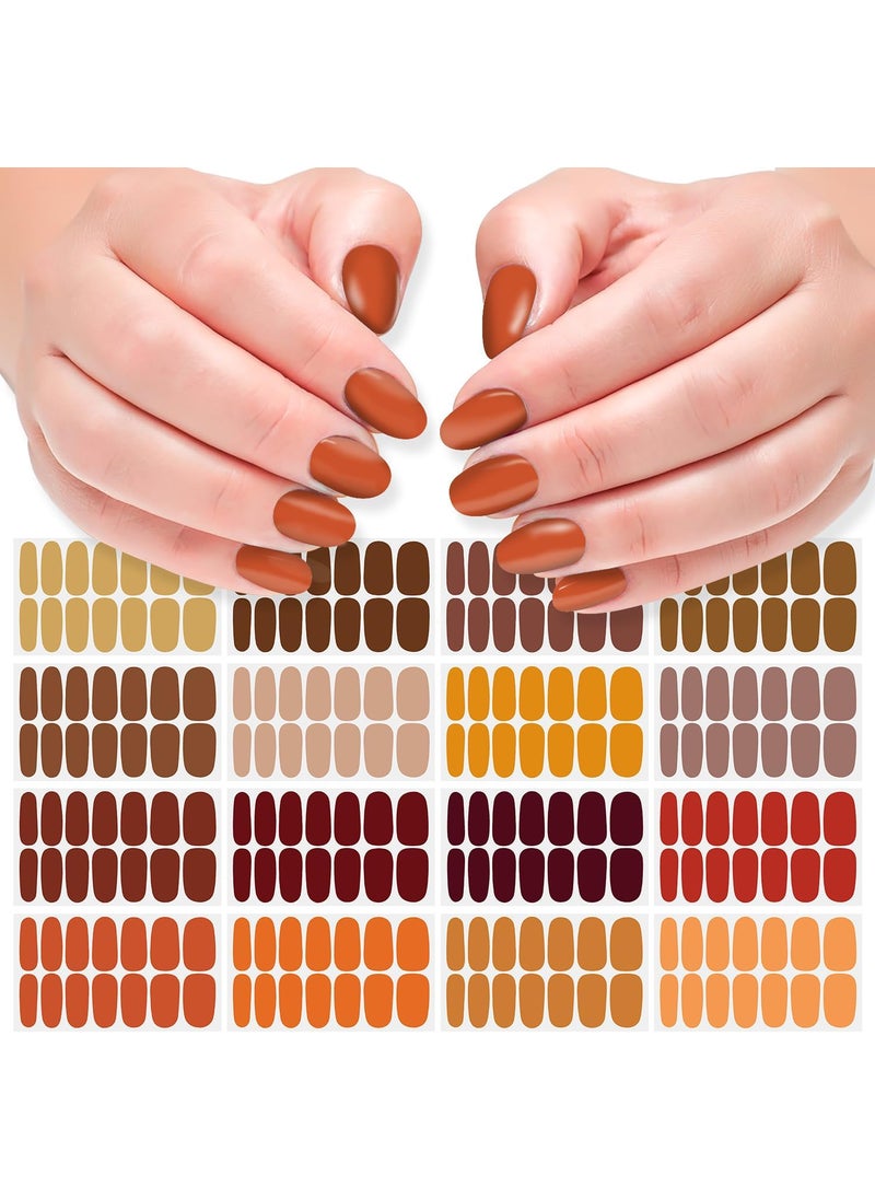 DANNEASY - DANNEASY 16 Sheets Thanksgiving Nail Polish Stickers Full Nail Wraps Solid Color Self Adhesive Nail Polish Strips Fall Nail Strips Gel Fingernail Sticker Nails for Women with Nail File, Cuticle Stick - Image 1