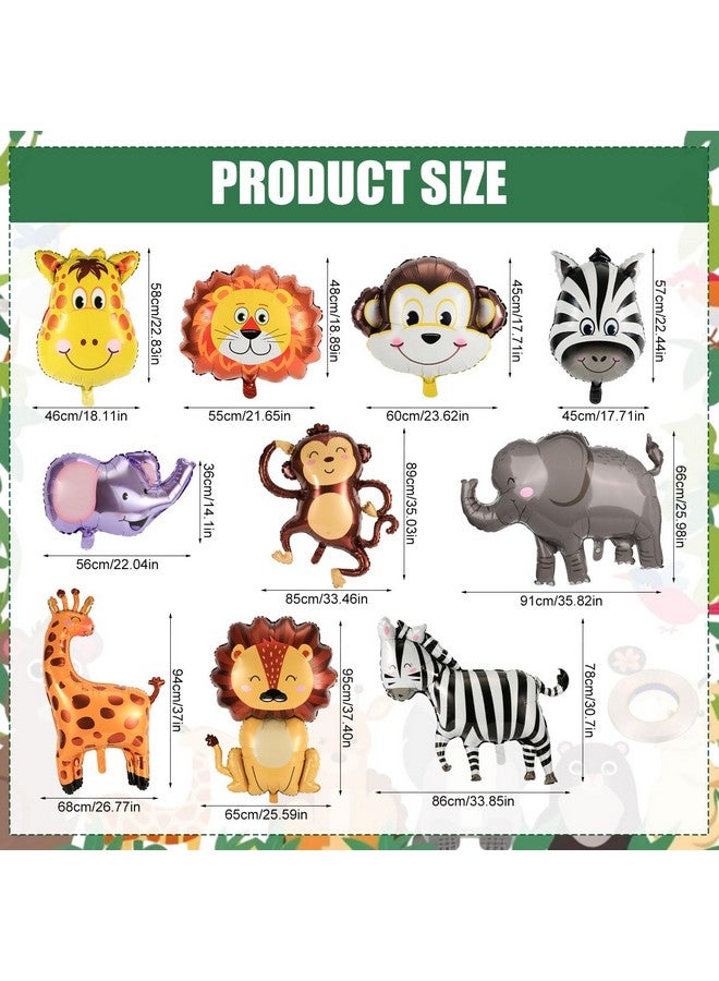 PEUTIER 10pcs Jungle Safari Animal Balloons, Funny Wild Balloons Safari Jungle Decorations Animal Theme Party Balloons Foil Balloons Jungle Theme Party Supplies  - Image 2