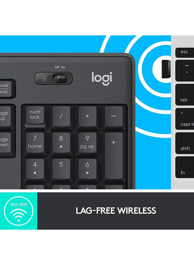 Logitech MK295 Silent Wireless Keyboard and Mouse Combo, 10m Wifi Range, 2.4GHz Wireless, Nano USB Receiver, Silent Touch Technology,English-Arabic Layout Black - Image 5