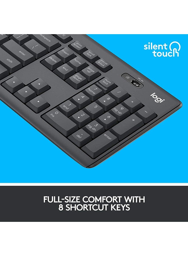 Logitech MK295 Silent Wireless Keyboard and Mouse Combo, 10m Wifi Range, 2.4GHz Wireless, Nano USB Receiver, Silent Touch Technology,English-Arabic Layout Black - Image 3