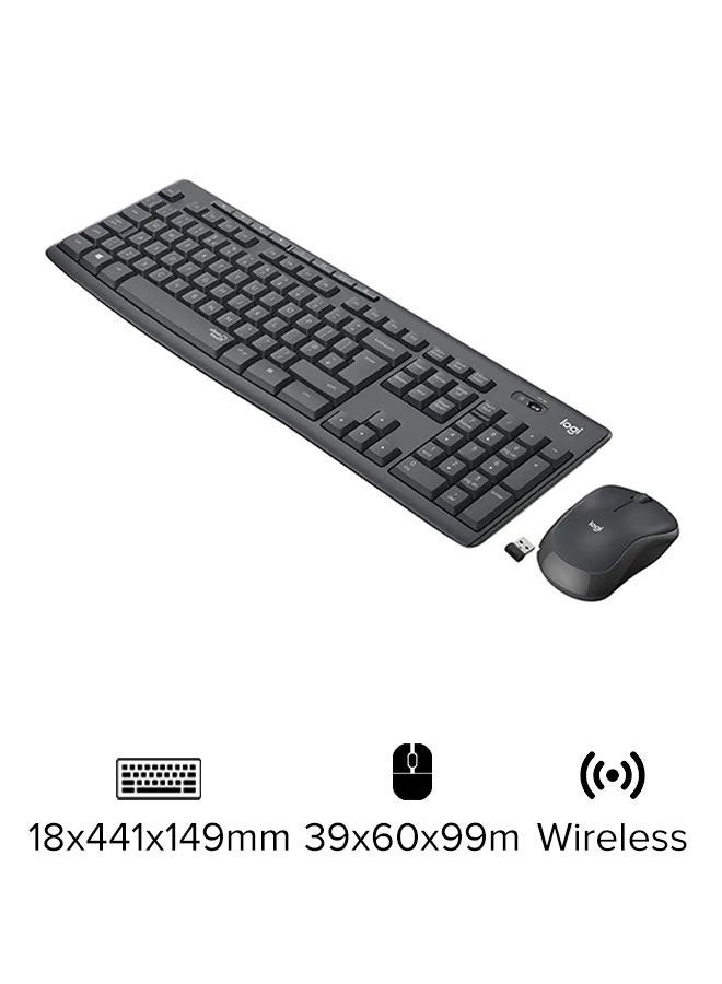 Logitech MK295 Silent Wireless Keyboard and Mouse Combo, 10m Wifi Range, 2.4GHz Wireless, Nano USB Receiver, Silent Touch Technology,English-Arabic Layout Black - Image 2