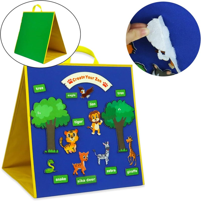 كلاراكو مجموعة ألواح تعليمية قابلة للطي من اللباد للأطفال الصغار، لون أزرق مخضر، مناسبة لمرحلة ما قبل المدرسة - Image 2