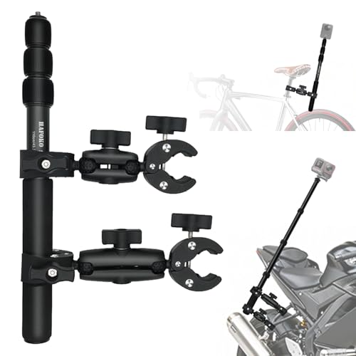 HAFOKO Motorcycle Camera Mount Kit Compatible for Insta360 X5X Motorbike Double Clamps Handlebar Holder with 43 Invisible Selfie Stick Compatible for DJI Osmo Nano Action Camera for UTVs Boat Vlog - Image 1