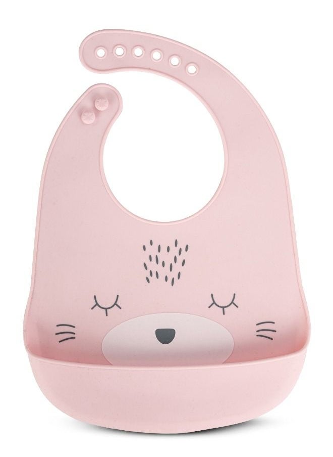 BAYBEE - Baybee Baby Silicone Waterproof Bibs for New Born with Pocket & 6 Adjustable Neckline Buttons | Baby Feeding Bib for infants with Reusable, Easy Cleaning Bibs for Boys Girls 6 - 12 months (Pink) - Image 1