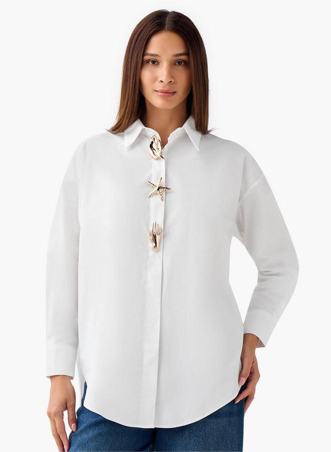 تواكستريمز قميص قطني بتفاصيل مزخرفة - Image 1