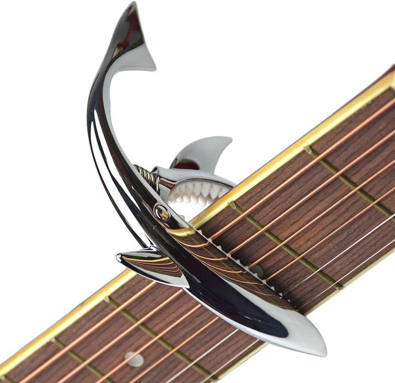 Imelod Zinc Alloy Guitar Capo Shark Capo for Acoustic and Electric Guitar with Good Hand Feeling, No Fret Buzz and Durable(Silver) - Image 3