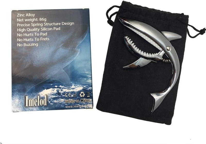 Imelod Zinc Alloy Guitar Capo Shark Capo for Acoustic and Electric Guitar with Good Hand Feeling, No Fret Buzz and Durable(Silver) - Image 5