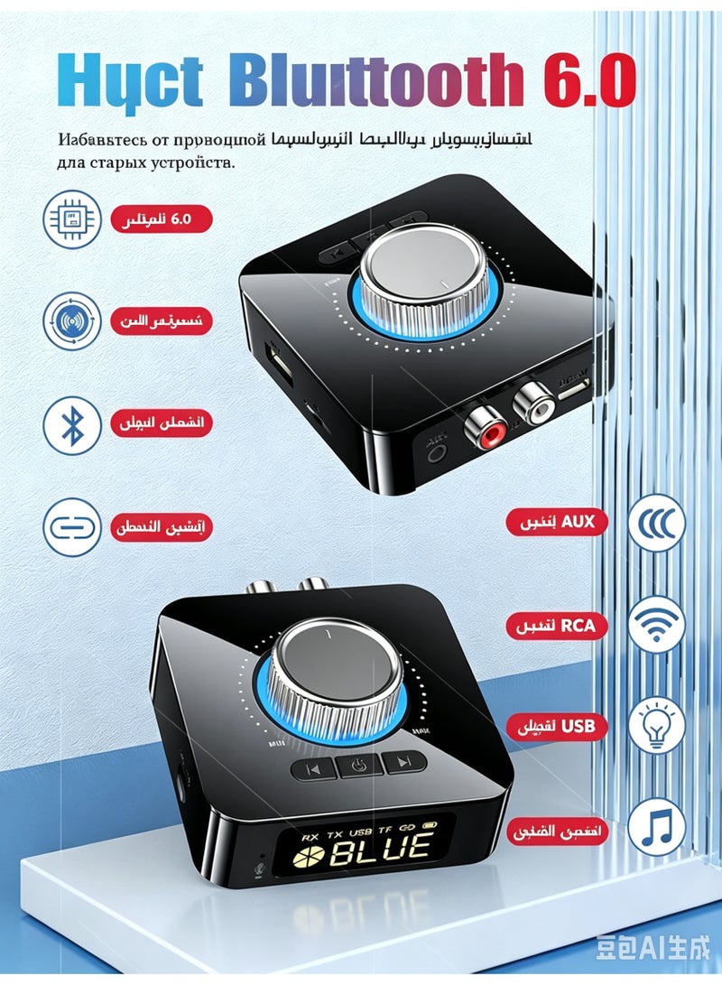 Bluetooth 6.0 Audio Receiver Transmitter Wireless Adapter with AUX RCA USB TF Card Playback - Image 2