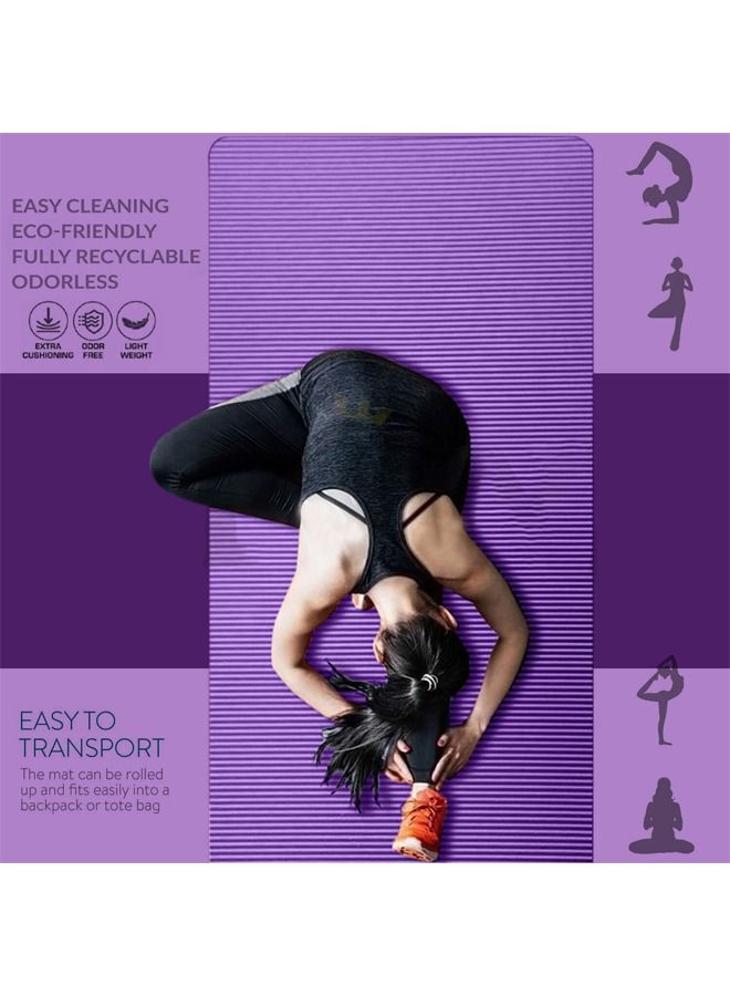 Taimi Pack of 4 Non-Slip yoga mat Anti-Tear Exercise Mat With Carrying Strap 183x61x1cm Purple  - Image 3