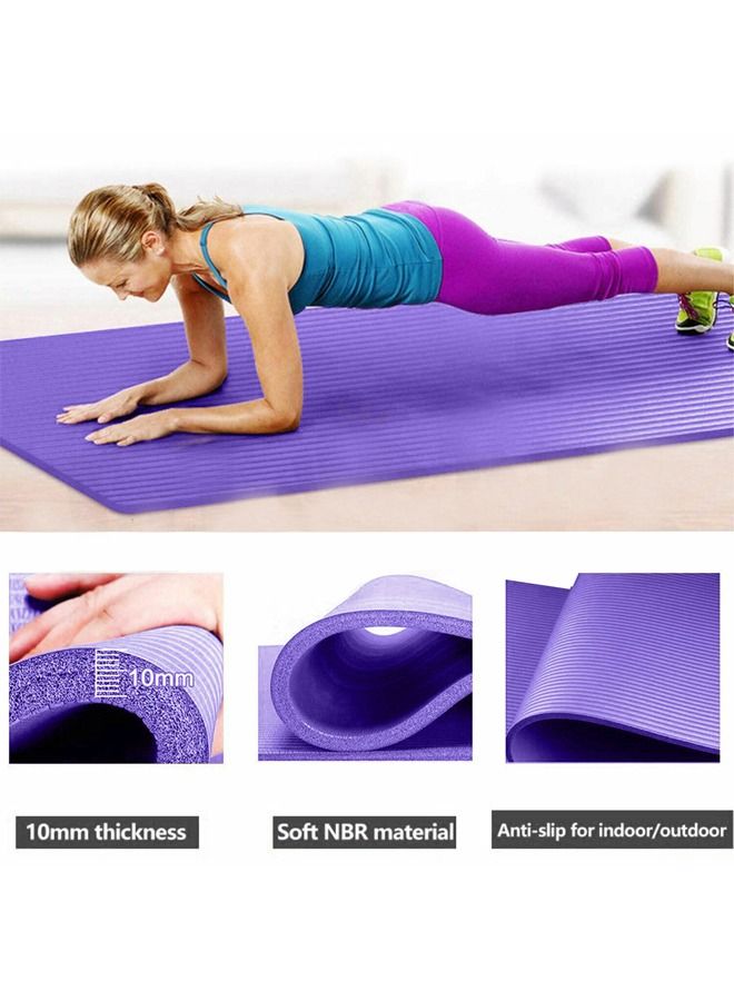 Taimi Pack of 4 Non-Slip yoga mat Anti-Tear Exercise Mat With Carrying Strap 183x61x1cm Purple  - Image 2