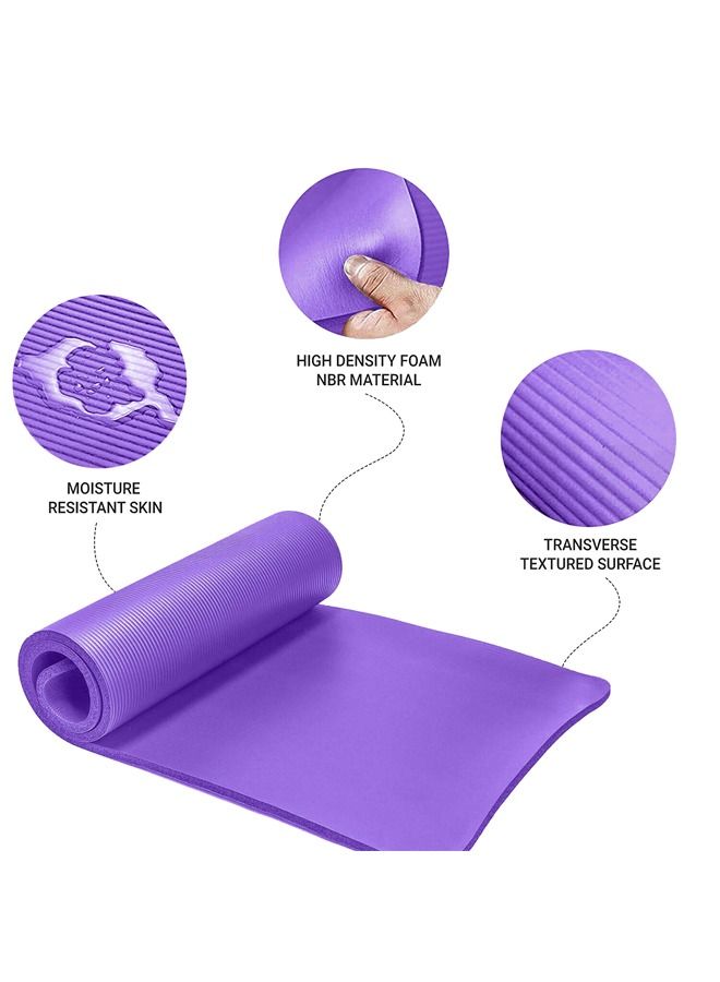 Taimi Pack of 4 Non-Slip yoga mat Anti-Tear Exercise Mat With Carrying Strap 183x61x1cm Purple  - Image 5
