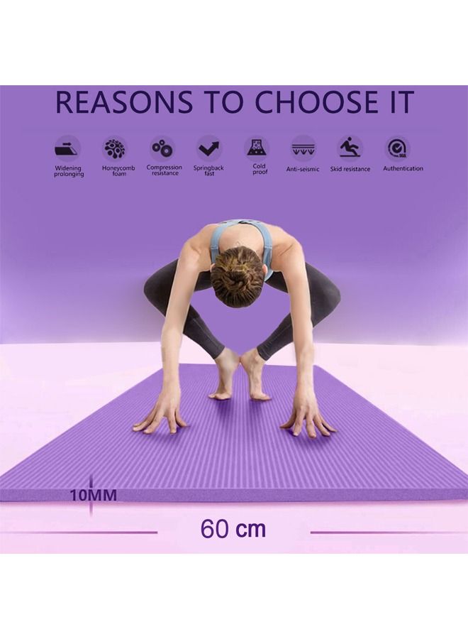Taimi Pack of 4 Non-Slip yoga mat Anti-Tear Exercise Mat With Carrying Strap 183x61x1cm Purple  - Image 4