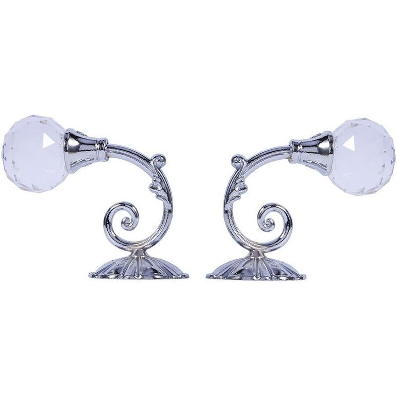Silver Crystal Curtain Holdbacks 2PCS Drapery Hooks Wall Holder for Home Decor - Image 1