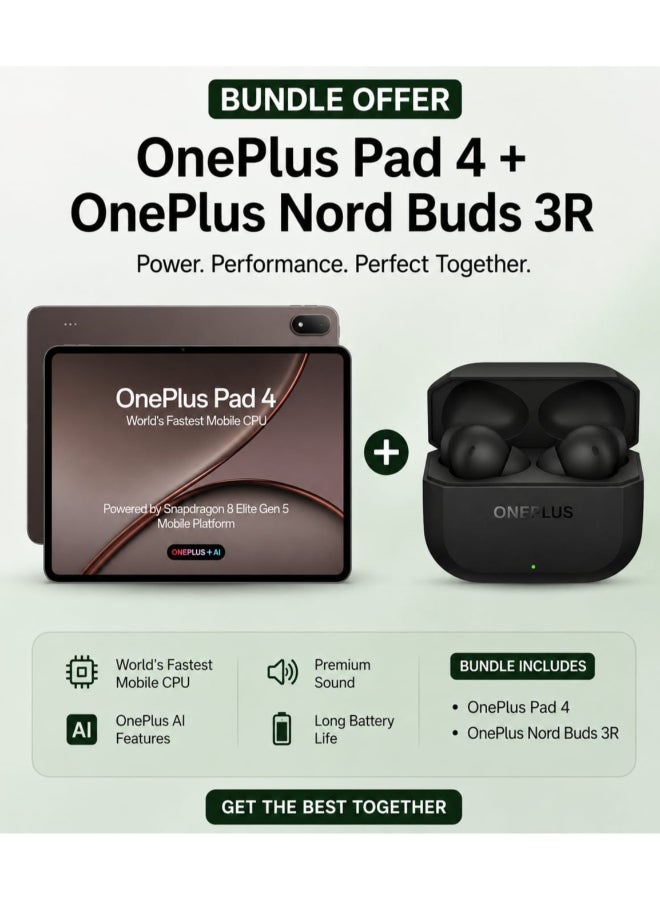 Pad 4 Dune Glow 12GB RAM 512GB WiFi 13.2-inch Tablet With Nord Buds 3R - International Version