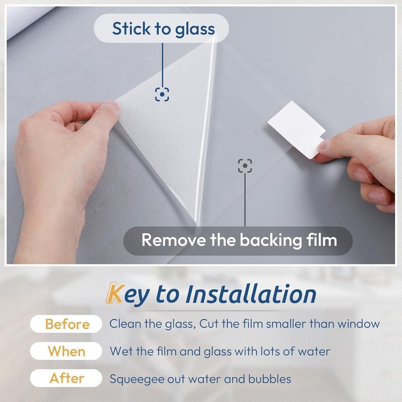 Rabbitgoo Window Privacy Film, Frosted Glass Window Clings, Static Cling UV Heat Blocking Door Stickers for Home Bathroom, Removable Indoor Decal Coverings Day and Night, Pure, 11.8 x 118.1 Inches - Image 5
