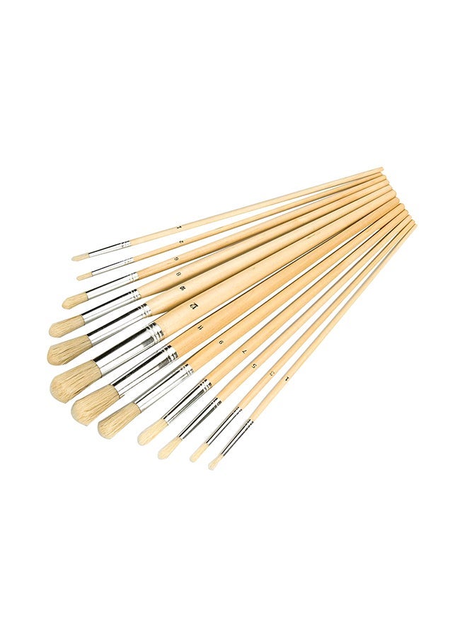 NIBEMINENT 12-Piece Artists Paint Brush Set Beige Beige/Silver 38.5x1x16cm