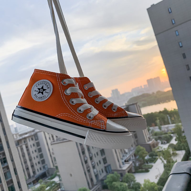 Children'S High-Top Canvas Shoes 2025 Winter New Style Boys And Girls Small, Medium And Large Kids Korean Style Student Sneakers Parent-Child Couple Shoes - Image 4