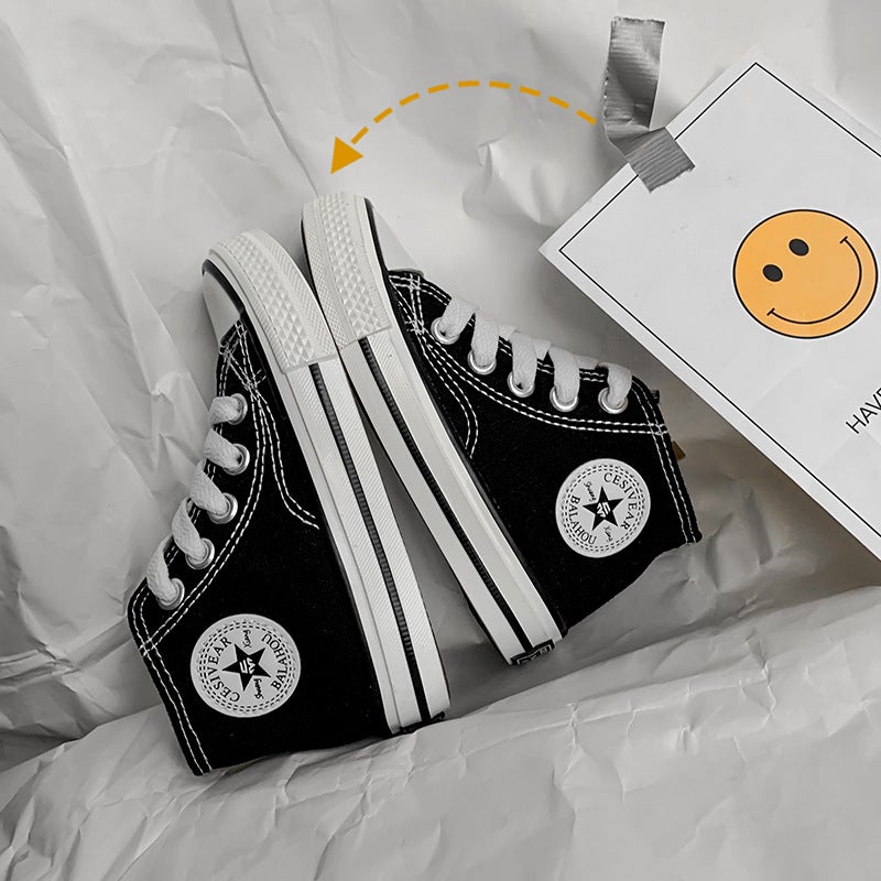 Children'S High-Top Canvas Shoes 2025 Winter New Style Boys And Girls Small, Medium And Large Kids Korean Style Student Sneakers Parent-Child Couple Shoes - Image 5