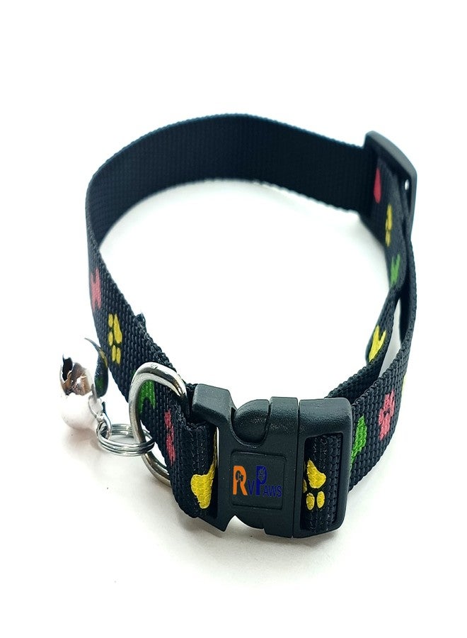 Pups&Pets 15 MM Nylon Collar and Leash Set Puppy Printed with Bell, Adjustable Buckle Collar with Leash Set Ideal for Training/Walking Small & Medium Dogs (Black, Pattern 01) - Image 4