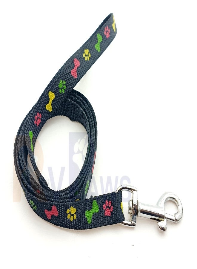 Pups&Pets 15 MM Nylon Collar and Leash Set Puppy Printed with Bell, Adjustable Buckle Collar with Leash Set Ideal for Training/Walking Small & Medium Dogs (Black, Pattern 01) - Image 3
