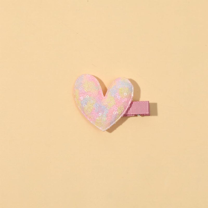 YYKITCHEN 5pc Cute Valentine's Heart Hair Clips Glitter Heart Shaped Hair Barrettes Snap Hairpins for Little Baby, Teen, Toddler Girls, Kids Small Love-Themed Hair Accessories Gift (B) - Image 3
