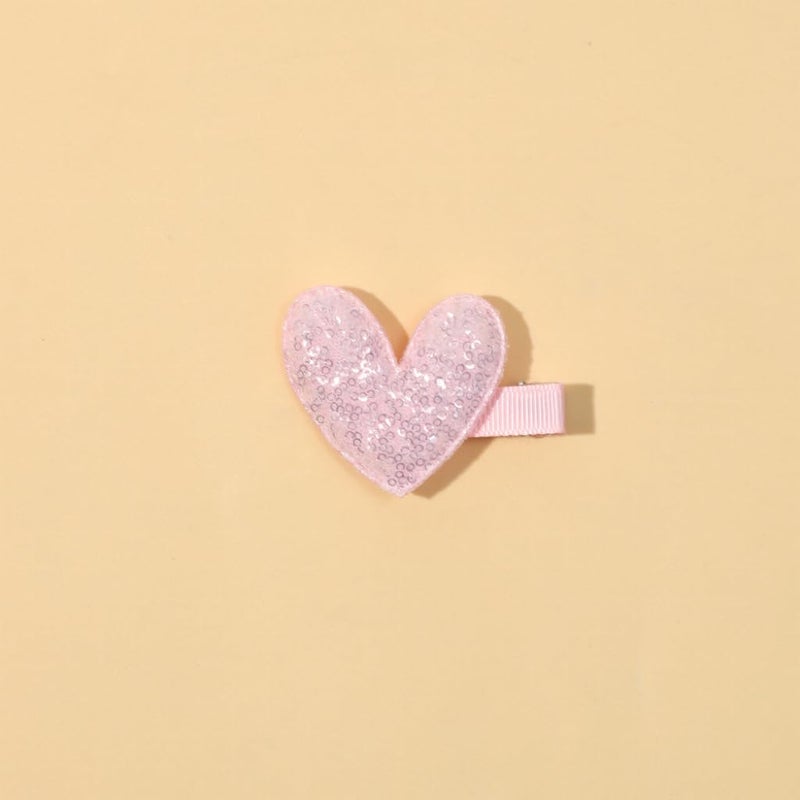 YYKITCHEN 5pc Cute Valentine's Heart Hair Clips Glitter Heart Shaped Hair Barrettes Snap Hairpins for Little Baby, Teen, Toddler Girls, Kids Small Love-Themed Hair Accessories Gift (B) - Image 2