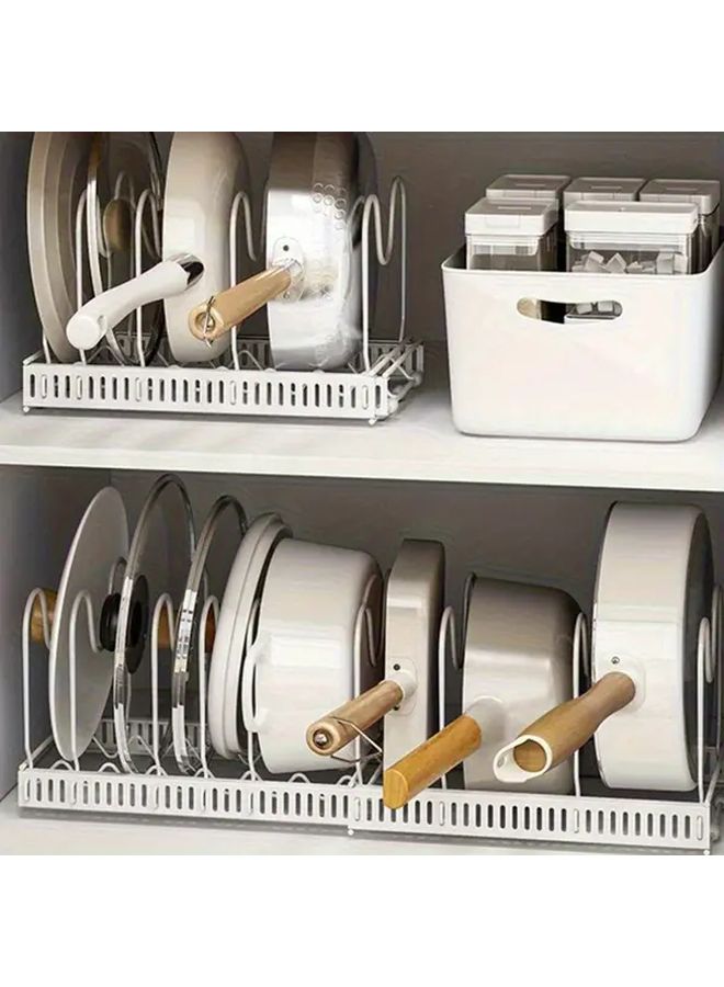 Adjustable Pot Lid And Kitchen Organizer Rack 2 Pack No Drill Space Saving Storage Shelf - Image 2
