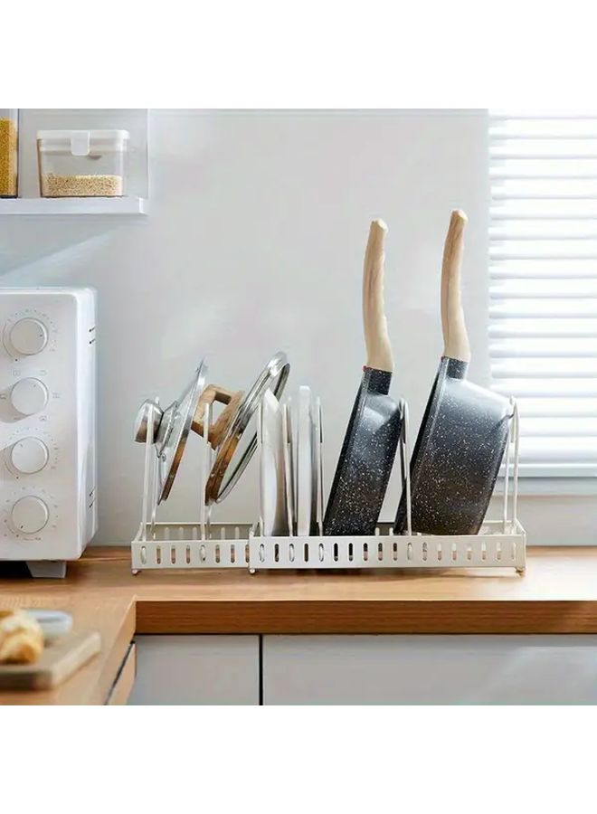 Adjustable Pot Lid And Kitchen Organizer Rack 2 Pack No Drill Space Saving Storage Shelf - Image 1