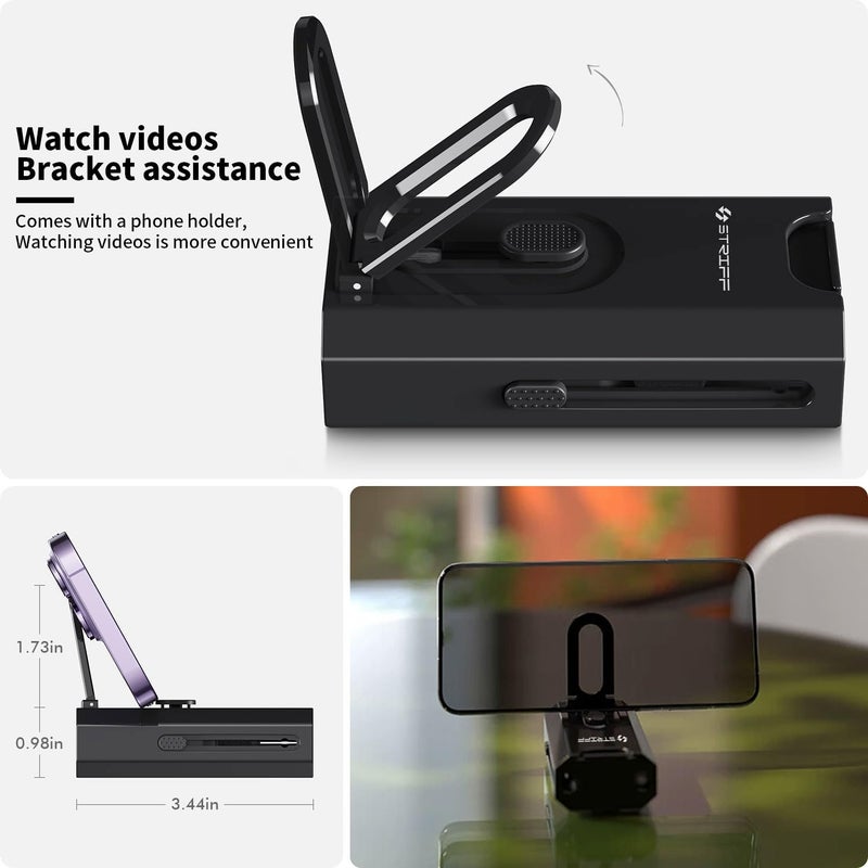 Striff طقم تنظيف لابتوب 8 في 1 للهواتف المحمولة، آيفون، آيربودز، لوحة المفاتيح، جهاز تنظيف الشاشة متعدد الوظائف مع حامل موبايل - أسود - Image 4