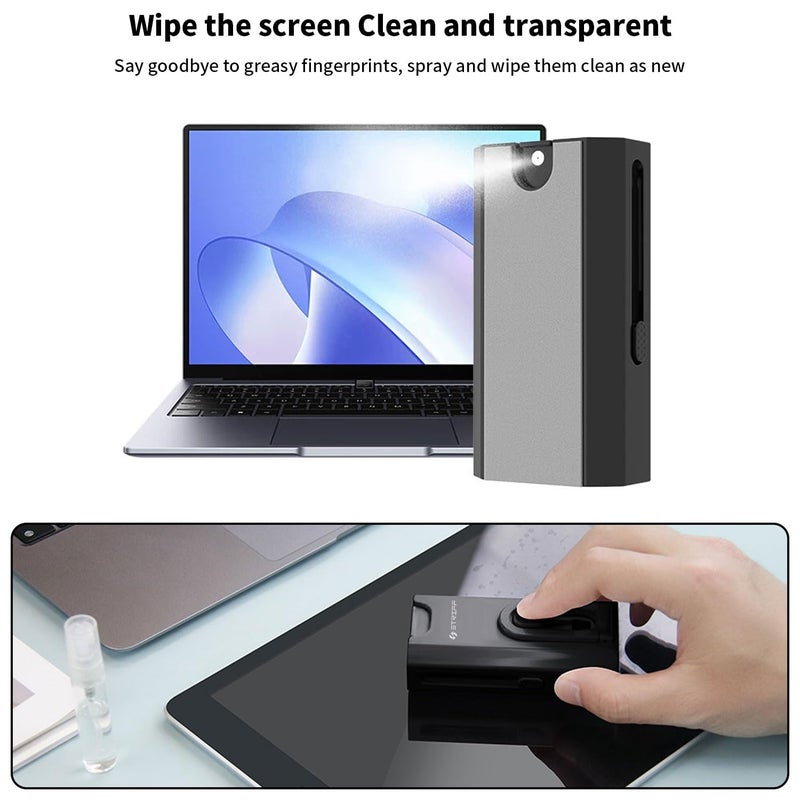 Striff طقم تنظيف لابتوب 8 في 1 للهواتف المحمولة، آيفون، آيربودز، لوحة المفاتيح، جهاز تنظيف الشاشة متعدد الوظائف مع حامل موبايل - أسود - Image 5