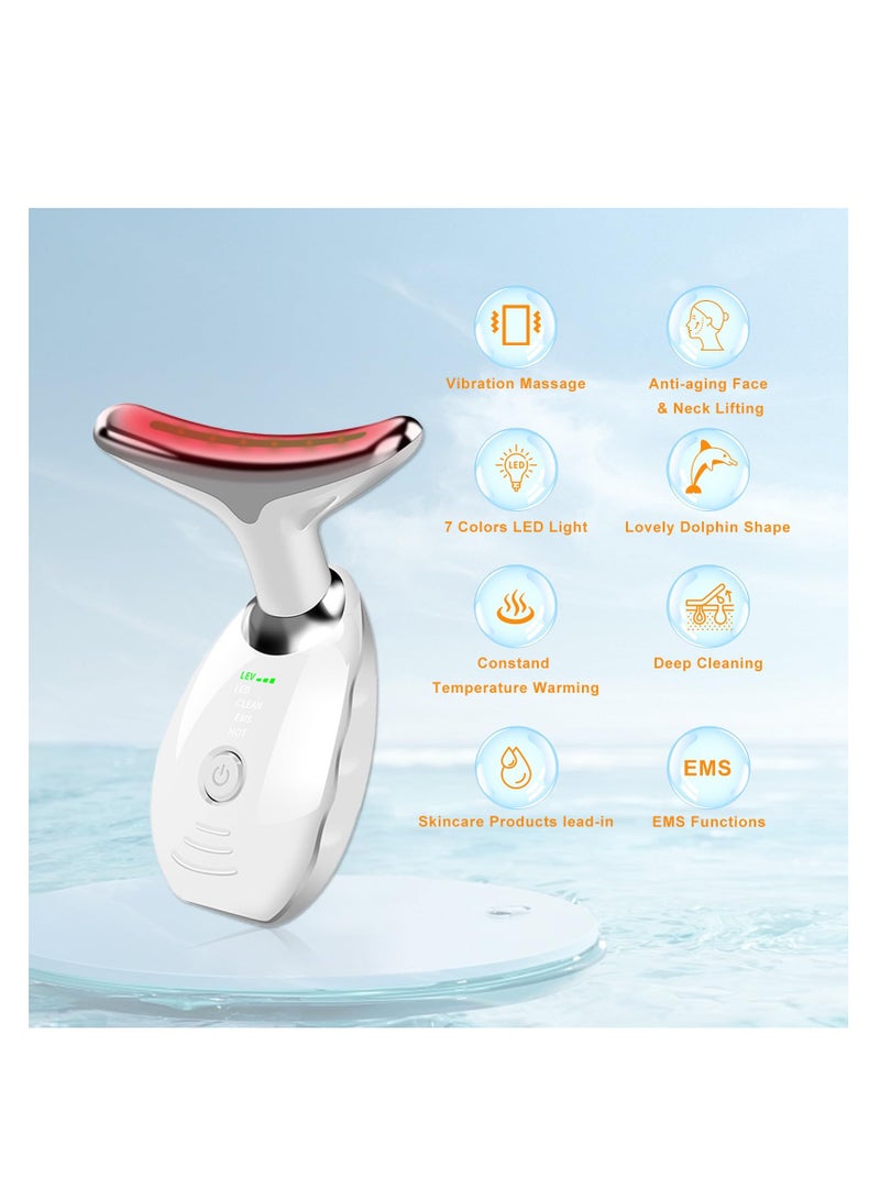 KASTWAVE Azonee Face Neck Massager for Skin Tightening, Multifunctional Facial Massager with 7 Colors, Portable Face Neck Lift Device with Non-Slip Design (White) - Image 5