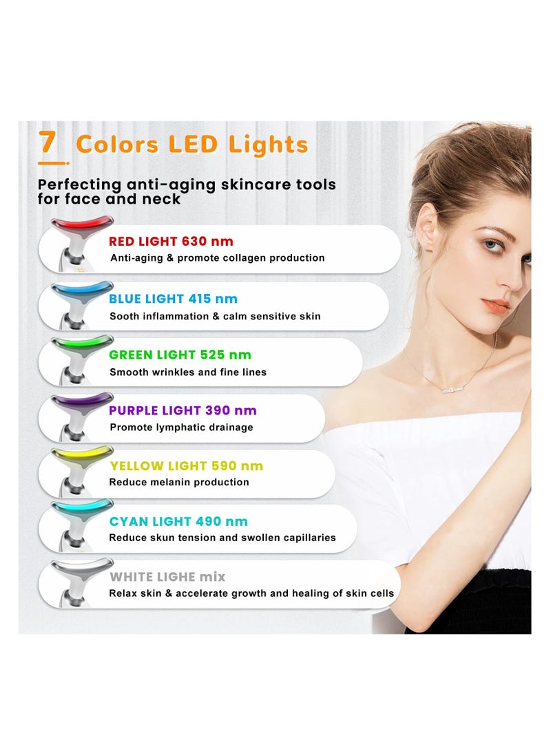KASTWAVE Azonee Face Neck Massager for Skin Tightening, Multifunctional Facial Massager with 7 Colors, Portable Face Neck Lift Device with Non-Slip Design (White) - Image 3
