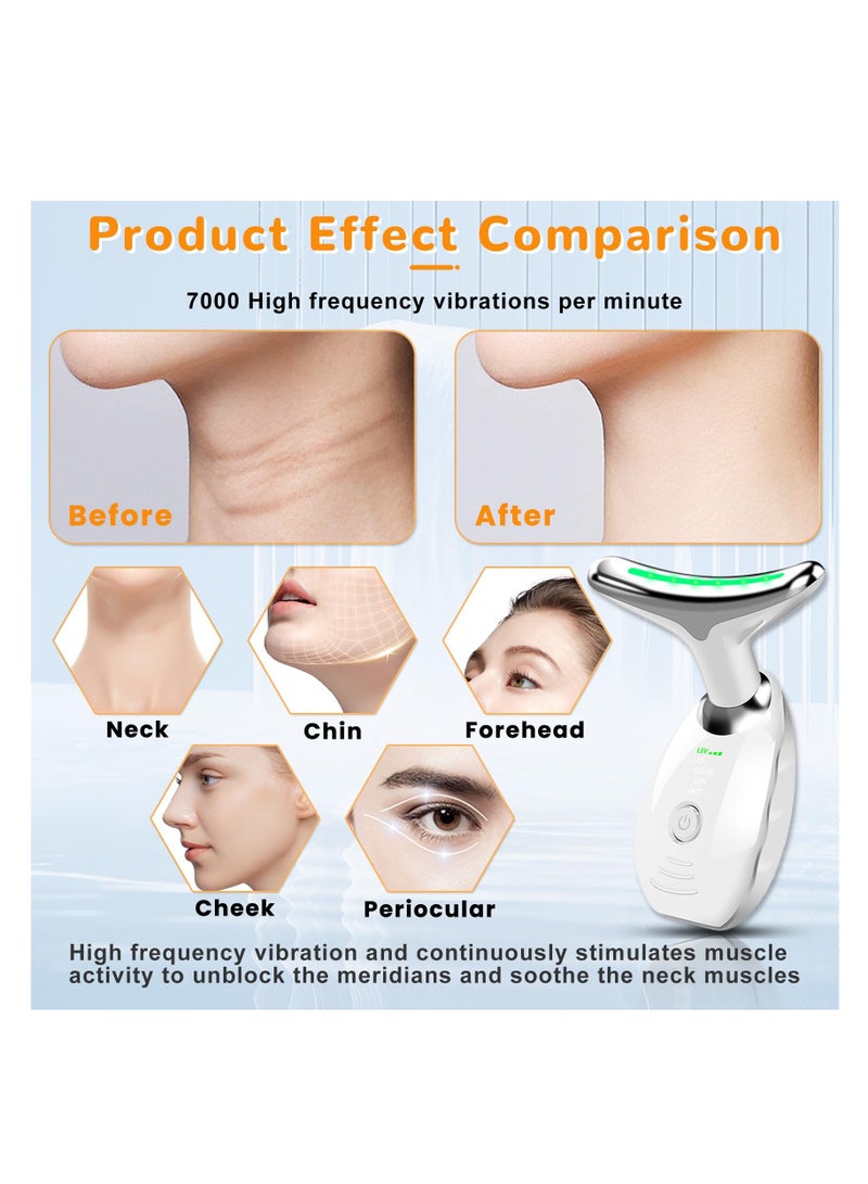 KASTWAVE Azonee Face Neck Massager for Skin Tightening, Multifunctional Facial Massager with 7 Colors, Portable Face Neck Lift Device with Non-Slip Design (White) - Image 4