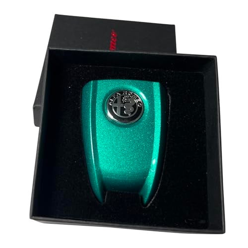 JUNMEI ABS Carbon Fiber Style 3D Color Black Logo Car Smart Remote Key Fob Cover Case Replace for Alfa Romeo Giulia Stelvio Tonale (Black Logo, Green A)… - Image 3